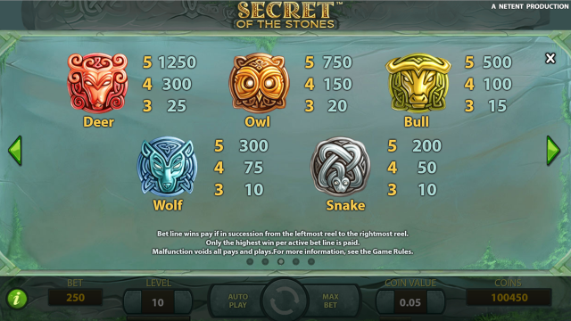 Игровой интерфейс Secret Of The Stones 3